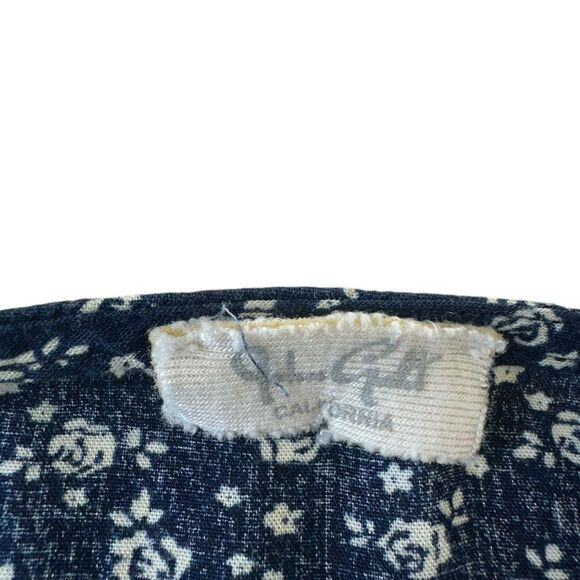 John Gault Navy Blue Floral Print Long sleee Wrap Crop Top, OS - Picture 5 of 8